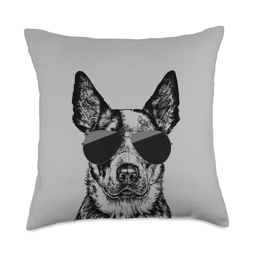 8310 Blue Heeler Australian Cattle Dog with Sunglasses Throw Pillow